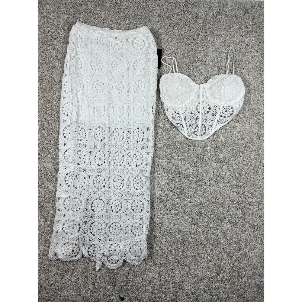 Lovely Day White Lace Corset Maxi Set Coquette Y2K Festival S